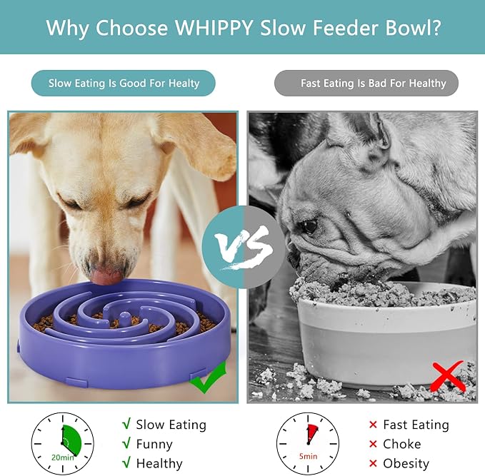 Slow Feeder Large Dog Bowls for Large Medium Dog Non Slip Maze Puzzle Bowl Pet Slower Food Feeding Dishes Interactive Bloat Stop Dog Bowl Preventing Choking Healthy Dog Bowl, Lavender