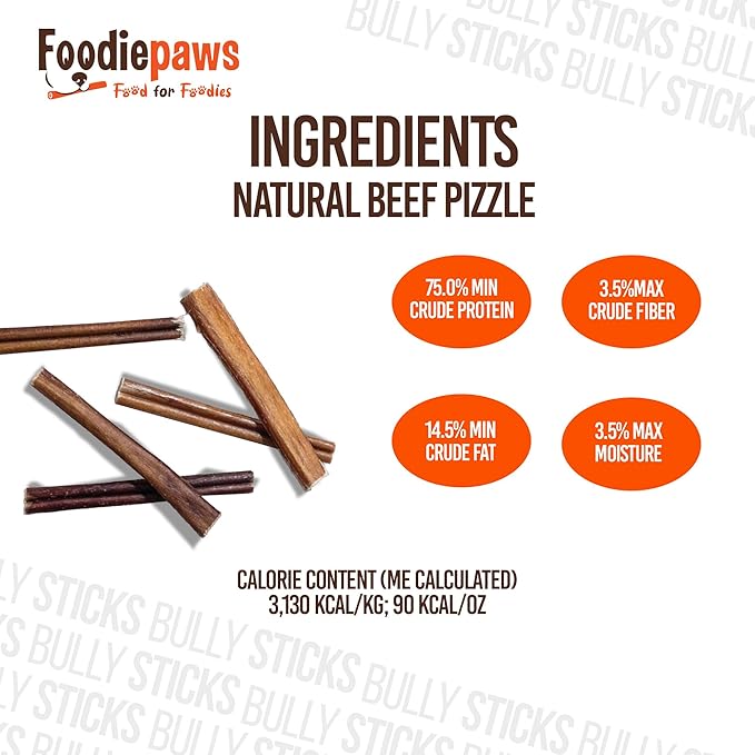 FOODIEPAWS Bully Stick Bites for Dogs, 1 lb Bulk Pack (2-3 Inch) | Training Treats | All Natural, Grass-Fed Beef Pizzle | Grain-Free, Rawhide-Free & Fully Digestible | High Protein Dental Chews