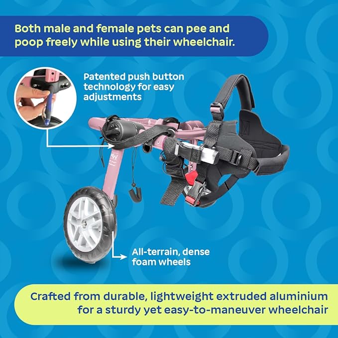 Walkin' Wheels Dog Wheelchair - for Medium Dogs 26-49 lbs - Veterinarian Approved - Dog Wheelchair for Back Legs