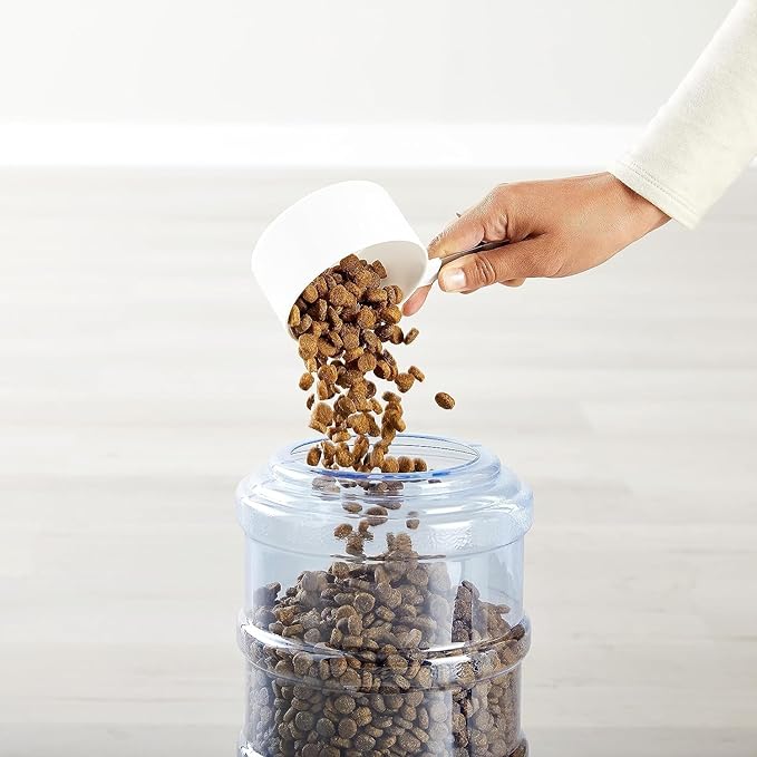 Amazon Basics Automatic Dog Cat Water Dispenser Gravity Feeder Set, Pack of 2, Small, 6-Pound Food Capacity, 1-Gallon, Gray