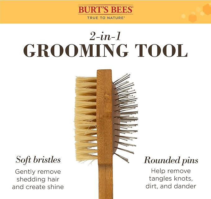 Burt's Bees for Pets Double Sided Pin Brush & Hemp Bristle Dog Brush | Best All-Purpose Dog Brush To Reduce Shedding | Easy to Use Dog Brush for All Dogs | Ideal for Daily Grooming, 24 Pack