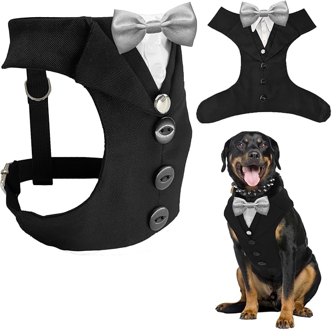 AVERYDAY Dog Tuxedo for Wedding Outfit, Dog Suit and Tie Costumes for Birthday, Halloween, Cosplay, Christmas Party, Pet Formal Wear with Bowtie, Tux for Medium Large Dogs, Bulldog, Labrador, Husky