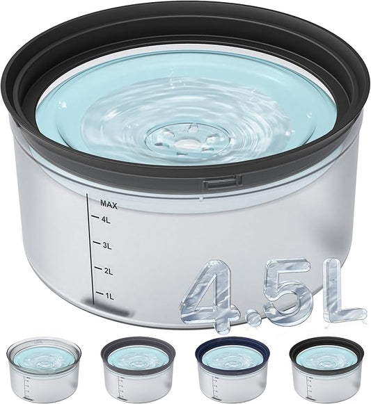 Decflow 1.2Gallon Dog Water Bowl No Spill, 4.5L Large Capacity Spill Proof Dog Bowls with Transparent Floating Disk, Anti-Splash Slow Drinking Dripless Bowl for Sloppy Messy Drinkers (Black)