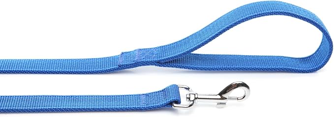 Strong Nylon Dog Leash with 2-Layer, 4 FT/ 6 FT/ 7FT Long, 1 Inch Wide for Medium Large Dogs (Blue, 1'' x 2 FT)