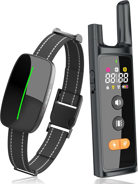 Dog Training Shock Collar 4000FT Dog Bark Collar with Remote IP67 Waterproof 4 Training Modes Beep Vibration Shock Light Mode Magnetic Charger Electric Dogs Collar 8-25 inches Double Shock Iron Black