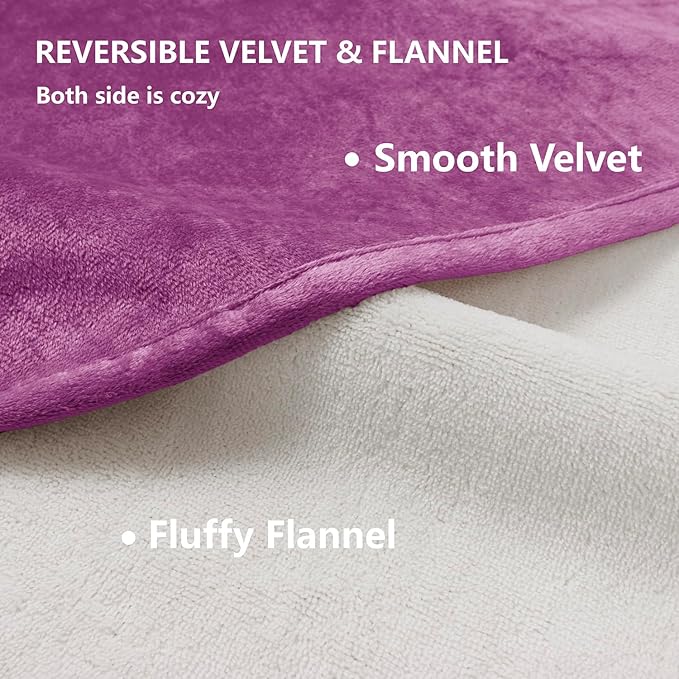 Waterproof Blanket for Bed Protection, Washable Dog Blankets for Couch, Soft Reversible Pet Throw Furniture Protector Cover for Sofa-82"x120",Purple+Cream