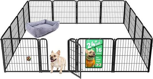 FXW Homeplus Unleashed Indoor Dog Playpen - Stress-Free and Safe Play, Heavy Duty 24 Inch 16 Panels Dog Pen for Puppy and Small Dogs, Black│Patented
