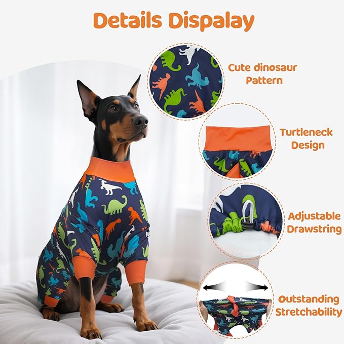 Dog Pajamas Large Size, Big Dog Onesie Clothes, Anti Shedding and Licking, Post Surgery Recovery Pet Pjs, Cotton Soft Material Stretchable Pet Pajamas U-COSP05M
