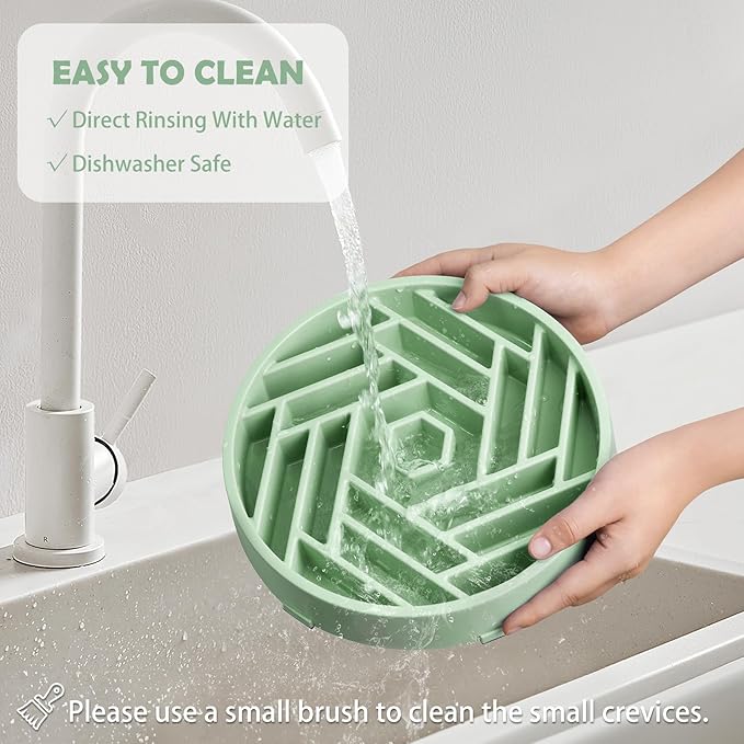 TOBYTO Slow Feeder Dog Bowls Large Medium Breed,Anti-Choking Slow Eating Dog Food Bowl,Non Slip Pet Slower Food Feeding Bowls Large Puzzle Slow Feeder Bloat Stop Maze Dog Dishes,Bean Green