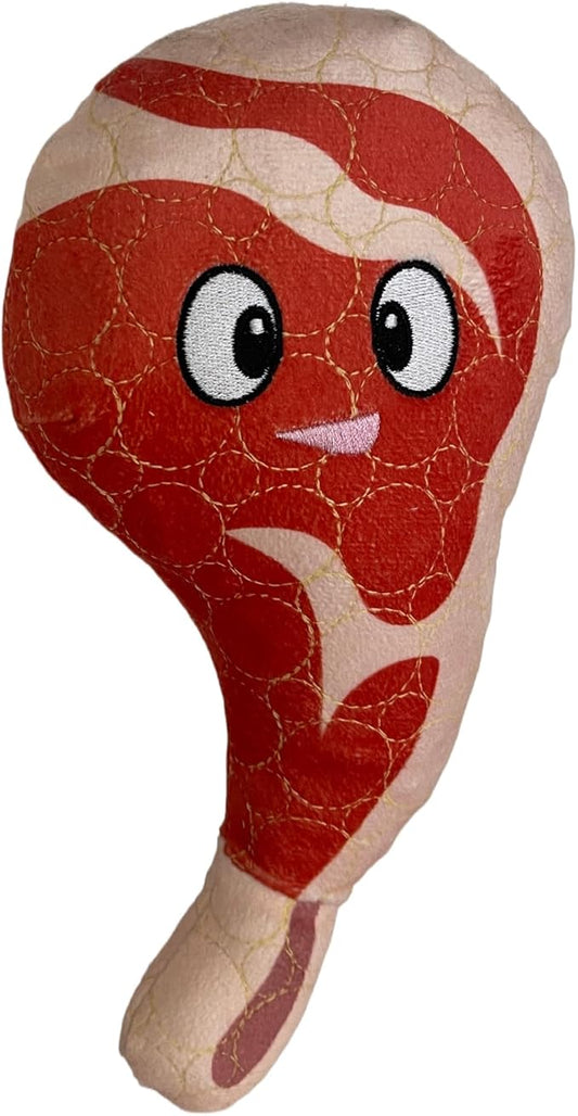 Bite Force - Durable & Strong Dog Toy Ribby with Squeaker, Kevlar-Reinforced Seams for Aggressive chewers- Red.