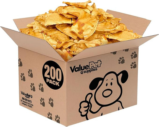 ValueBull USA Rawhide Chips, Chicken Infused, 200 Count Bulk Pack - Natural & Safe, USA Beef Hide, Long Lasting, Chemical Free, No Artificial Flavors