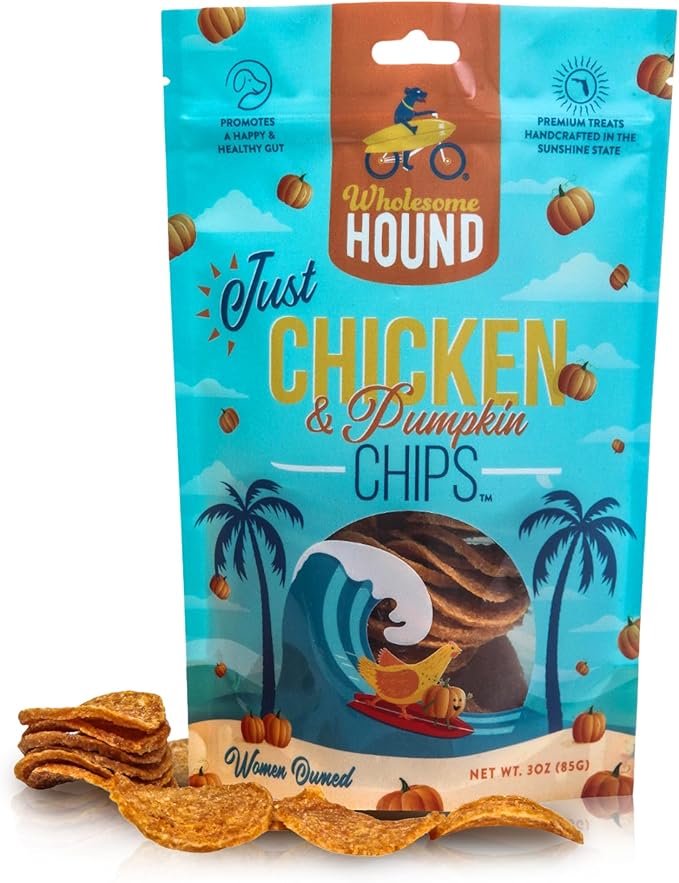 Just Chicken & Pumpkin Chips | Two Premium Ingredient & Healthy Dog Treats | All Natural Canine Rewards | Dog Training Treats for Small, Medium, and Large Breeds | Made in USA - 3oz