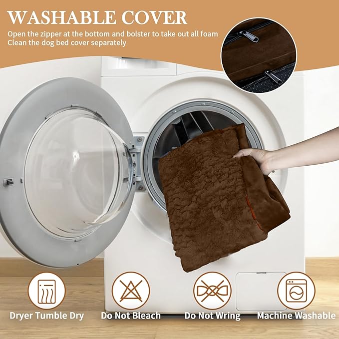 Comfort Expression Orthopedic Dog Bed for Small Dogs 20x14 Inch, Waterproof Supportive Egg Crate Foam Small Pet Bed with Removable Bolsters, Dog Couch with Washable Cover & Non-Slip Bottom, Dark Brown