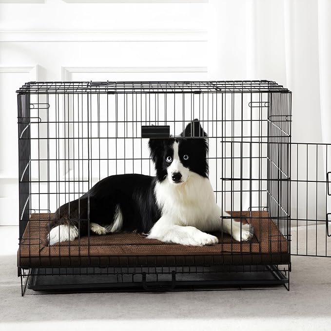 WESTERN HOME Dog Bed for Crate, High Resilience Foam Dog Crate Mat Kennel Pad with Soft Wavy Plush Comfortable Anti-Slip Washable Bed for Large Medium Small Dogs & Cats