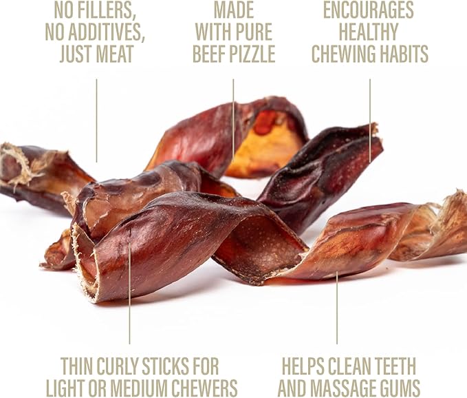 Chewer's Joy Bully Spring Extra Thin (4oz) – Natural Dog Treats – Long-Lasting Chews, High Protein, Made with Real Beef