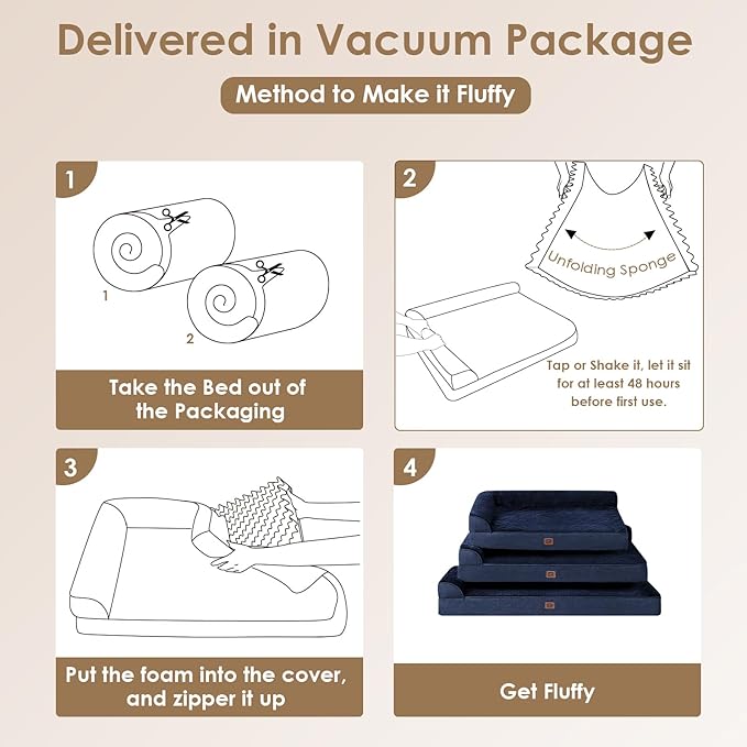 EHEYCIGA Memory Foam Dog Bed XLarge Sized Dogs, Extra Large Dog Bed Orthopedic with Washable Removable Cover, Waterproof XL Pet Bed Couch, 44x33x6 Inches, Navy Blue