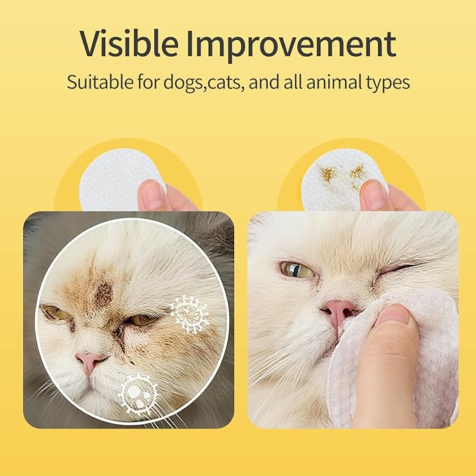 MIOSSZI 130 pcs Dog Eye Wipes for Dogs & Cats Tear Stain Remover Wipes for Dog Eyes Wipes Gently Remove Tear Stain, Debris, Discharge Hypoallergenic Cat Eye Wipes Pet Cleaning for Eyes Grooming Wipes