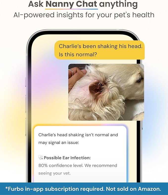 Furbo Mini Pet Camera - Unlock Camera & Smart Features w/Paid Plan: Home Security with Dog & Cat Safety Alerts, 2-Way Audio, Mountable Smart Cam w/Phone App (Subscription Required, 3mo Minimum)