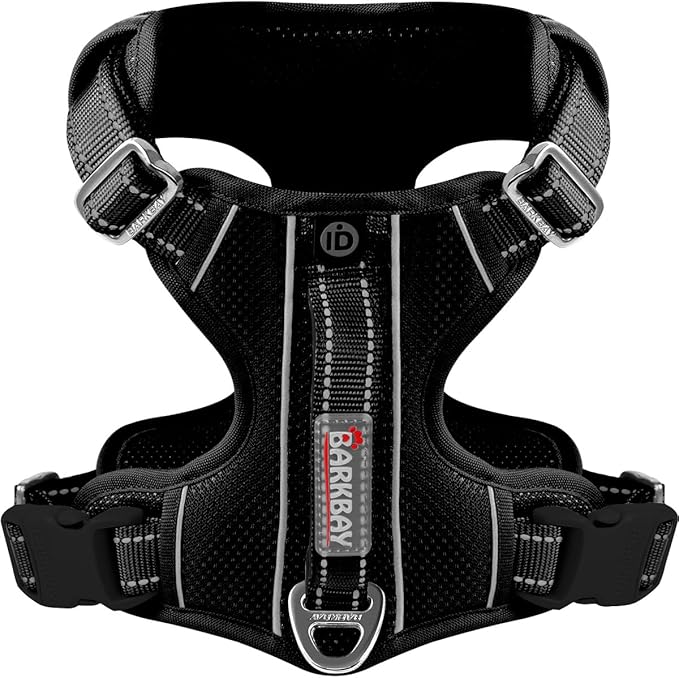 BARKBAY Dog Harness No Pull with ID Tag Pocket - Heavy Duty, Reflective, Easy Control for Small Dogs(Black,S)