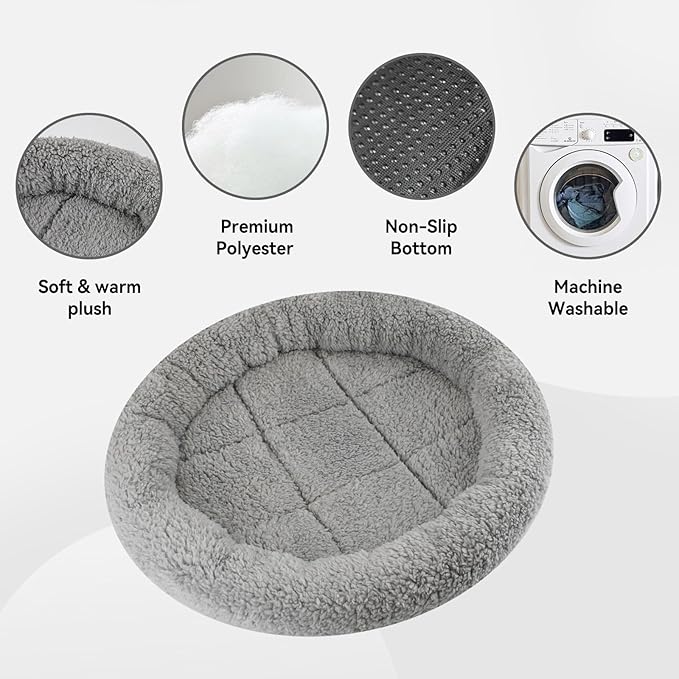 Round Cat Bed Washable Cat Donut Bed with Non-Slip Bottom Comfortable Soft Pet Bed for Indoor Cats/Gray （Diameter: 11.81"）