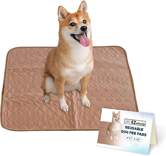 EZwhelp Reusable Dog Pee Pads - Waterproof Training Pads for Dogs - Washable & Sanitary-Rounded Corners-Laminated, Lightweight, Durable - Pet Essentials for Puppy Training and Whelping - 27"x32"