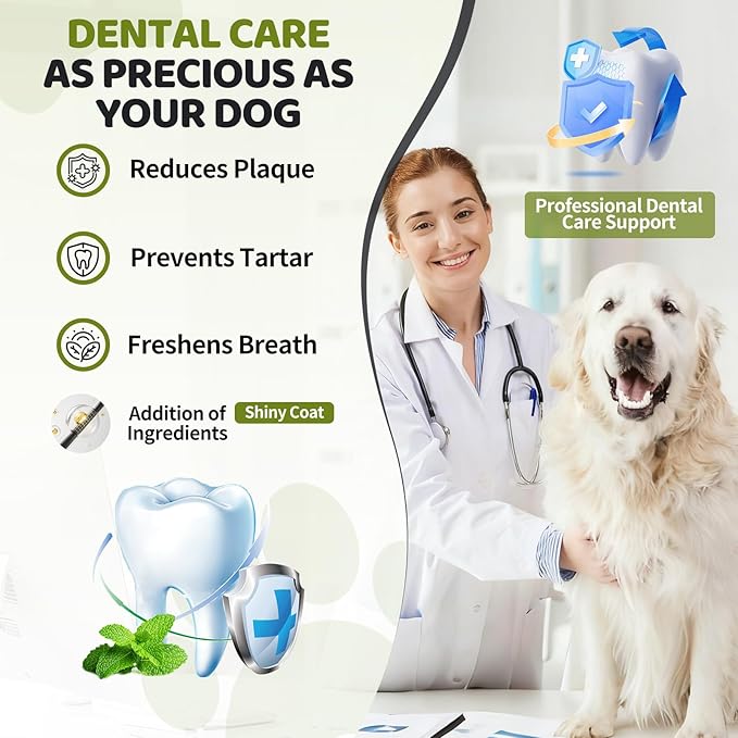 Dog Teeth Cleaning Powder, Dog Dental Powder for Dog Breath Fresh and Teeth Cleaning, Targets Tartar & Bad Breath with 750 Million Probiotics. Plaque Off Dental Care Formulated for Medium Dogs (150g)