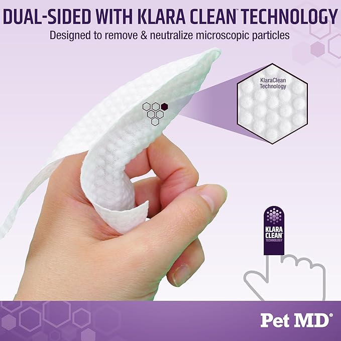 Pet MD Tris Ear Finger Wipes for Dogs & Cats - Multipurpose Cleansing Solution Cat Ear Wipes & Puppy Ear Cleaner - Pet Safe Cleaner to Clean and Remove Debris - 50ct