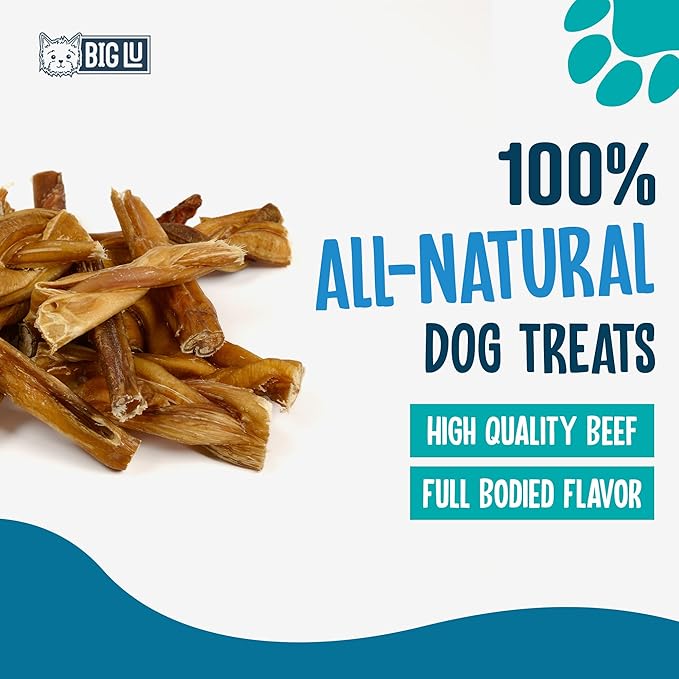 Big Lu - 2-4” Bully and Braided Sticks, 1 lb Bag, 100% Grass-Fed Beef Chews, Fully Digestible Treats for Puppies and Small to Medium Dogs, Natural Single-Ingredient Chews for Keeping Dogs Busy