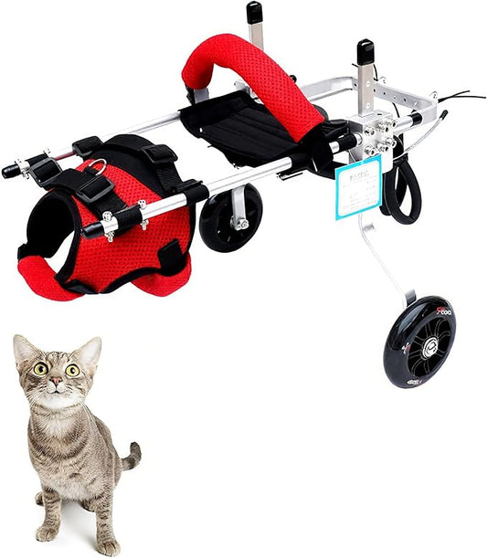 Cat Wheelchair Adjustable 2 Wheels Pet Wheelchair Lightweight Cat Support Wheels for Rehabilitation Aid for The Back Legs of Aging, Arthritic, Injured, Disabled, Weak Cats/Pets (S)