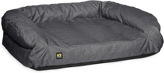 K9 Ballistics Tough Bolster Nesting Pillow Sofa Dog Bed with Removable Washable Cover - Durable, Water Resistant with Nonskid Bottom - X-Large, Titanium Premium Finish