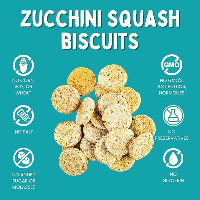 Winnie Lou Organic Healthy Dog Treats – All Natural Crunchy Dog Biscuits Made in USA with Organic Ingredients from Colorado Farms – for Small, Medium, Large Dogs - Zucchini Squash (Pack of 2)