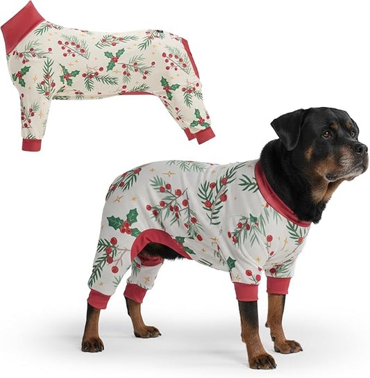 Spark Paws Dog Christmas Pajama, Dog Recovery Suit Male, Onesie, Ultra-Soft and 4-Way Stretch, for Small Medium and Large Breeds - Mistletoe - 4XL