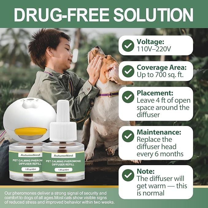 14 IN 1 Dog Calming Diffuser Kit with Night Light | 4 Plug-in Diffusers + 10 Refills (48ml Each) | New Formula Pheromone for Dogs | Anxiety Relief, Stop Barking, Reduce Stress | 300 Days Supply