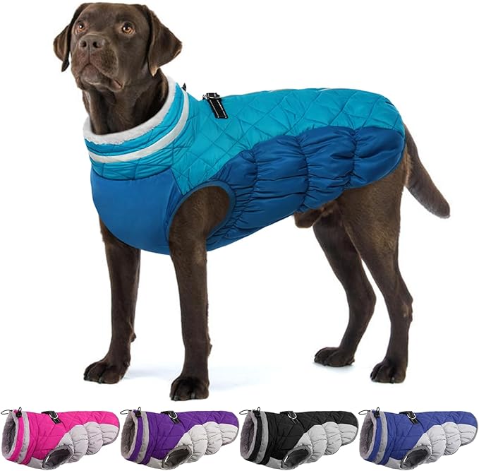 Large Dog Coat, XXLarge Dog Winter Coat, Waterproof Pet Jacket with Back Zipper,Extra Large Pet Coats, Warm Fleece Jacket with D-Ring, Windproof Winter Clothes Golden Retriever,XXL