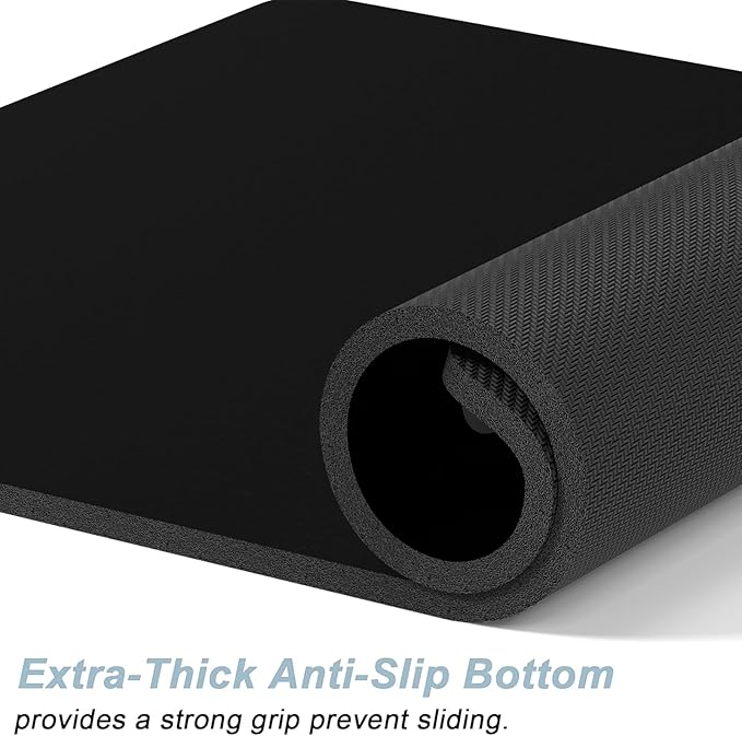 Rnivvi Dog Food Mat, 12" x 19" Footprint Absorbent Dog Cat Bowl Mat for Food and Water, Cute Anti-Slip Rubber Pet Feeding Rug Protect Floors, Puppy Placemat for Feeding & Watering Supplies, Black