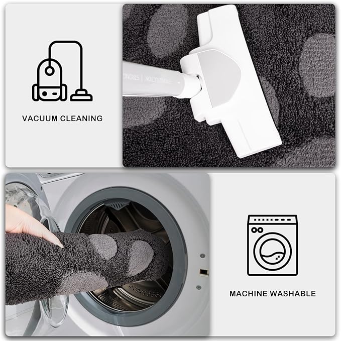 PURRUGS Dirt Trapping Door Mat 32" x 47", Non-Skid/Slip Machine Washable Microfiber Entryway Rug, Dog Doormat, Super Absorbent Welcome Mat for Muddy Wet Shoes and Paws, Charcoal