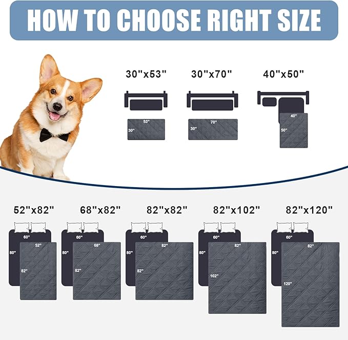 Smiry Waterproof Dog Blanket, Reversible Dog Bed Cover Pet Blanket, Soft Pet Couch Covers for Sofa Washable, Bed Couch Sofa Furniture Protector for Puppy Cat Kids (40"x50", Dark Grey/Black)