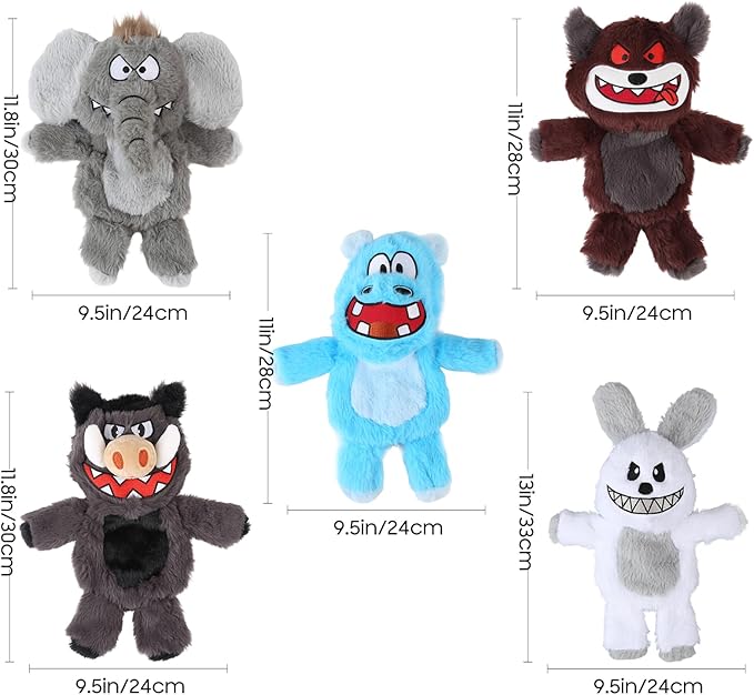 Bzonsmart Squeaky Dog Toys, 5 PCS Crinkle Dog Toy Plush, Dog Toys Value Pack for Small Medium and Large Dogs, Dog Chew Toys to Keep Them Busy