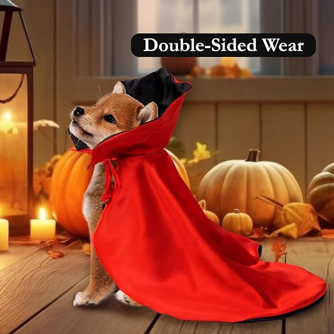 Cat/Dog Vampire Costume, Cute Funny Scary Pet Cape Cloak Clothes for Kitten & Small Medium Large Dogs, Dress Up Outfit for Halloween Cosplay (Medium)