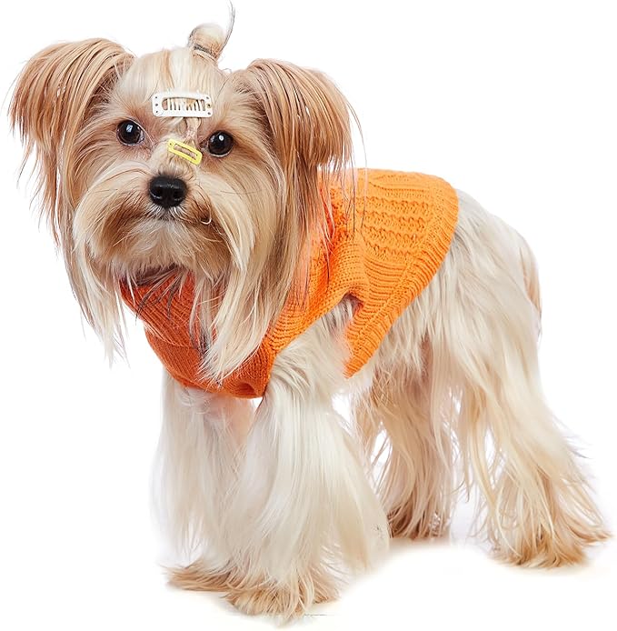 Stretchy Cat Sweater - 17 Colors & 6 Sizes | Snug Winter-Ready Knit for Boy/Girl Cats & Kittens(Orange, Medium)