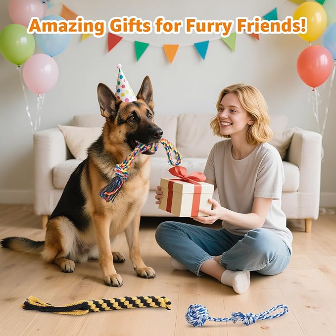 Dog Rope Toys for Aggressive Chewers - Heavy Duty 3 Packs Indestructible Cotton Dog Chew Toys for Small Medium Breed - Exercise Interactive Tug of War Dog Toy for Boredom, Teeth Clean(Mix Colors)