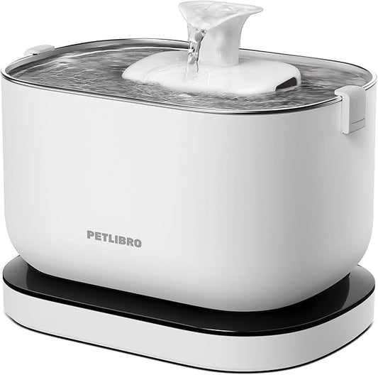 PETLIBRO Cat Water Fountain, Cordless Pet Water Fountain Battery Operated, 2.5L/84oz Dockstream Water Fountains for Cats Indoor, Cat Fountain with Stainless Steel Tray, Easy to Clean BPA-Free