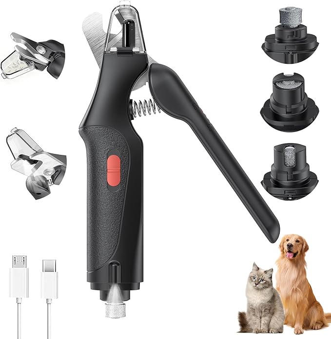 2 in 1 Dog Nail Clippers and Grinder with Lights & Cat Nail Clipper for Large Medium Small Dogs Cats Nail Trimmers USB Rechargeable with 2 LED Lights Dog Claw Care for Non-Black Nails