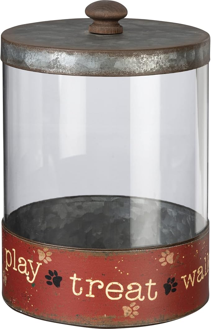 Primitives by Kathy Rustic Pet Tin Bins - Dog Food & Toy Storage Set, 'Toys & Beware of Wigglebutts' Themed Containers