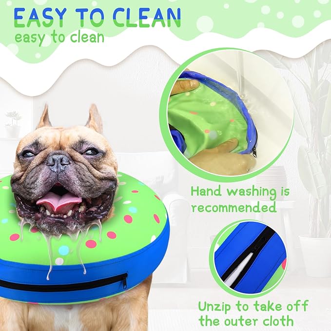 Supet Inflatable Dog Cone Collar Alternative After Surgery, Dog Neck Donut Collar Recovery E Collar for Neuter, Soft Pet Cone for Small Medium Large Dogs