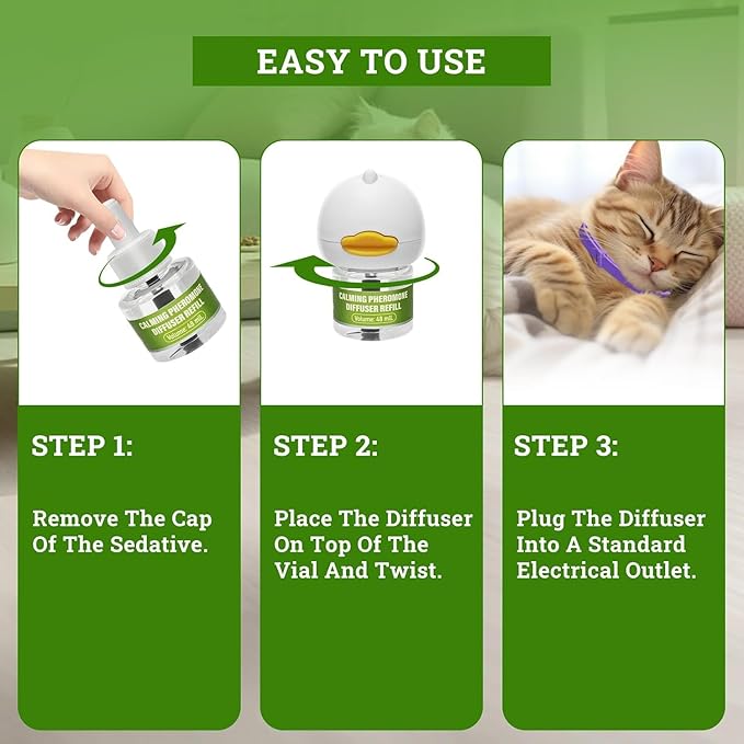 10 Pack (2 Diffusers& 6 Refills +2pcs Calming Collar) Cat Calming Diffuser, Plug in Diffuser Cat Pheromone Calming Diffuser Starter Kit Helps Ruduce Anxious, Anti-Stress & Comforts Cats