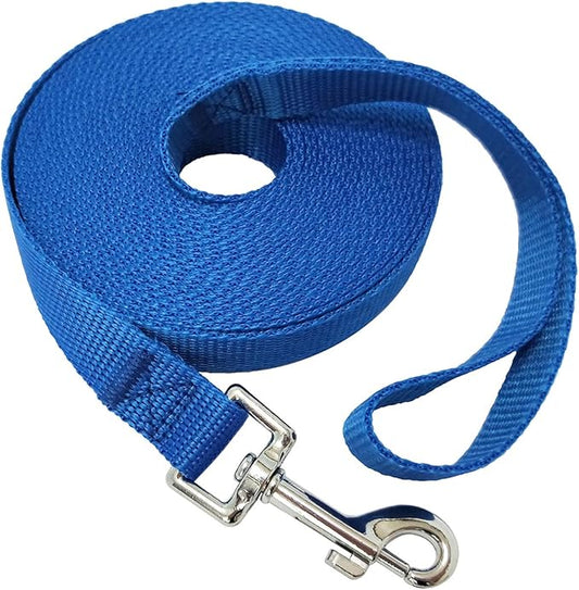 Nylon Training Dog Leash for Small Medium Large Dogs, 15ft 20ft 30ft 50ft Long Leash Dog/Puppy Lead for Obedience Recall Training, Camping (20ft, Blue)