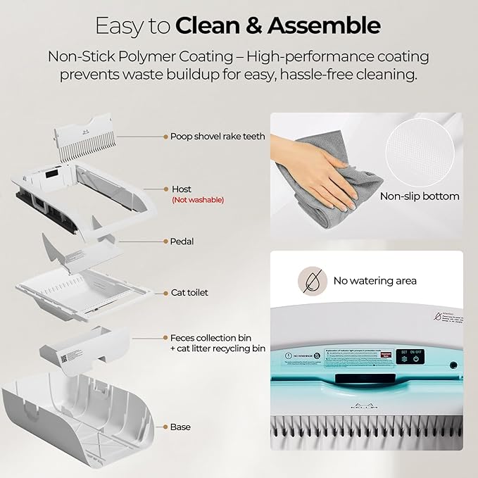 Self-Cleaning Automatic with Open-Top Design Cat Litter Box-Smart APP Control (2.4G/5G) with Health Tracking&24H Backup, Dual Safety Sensors&Odorless Design for Multi-Cat Homes (with Tent)