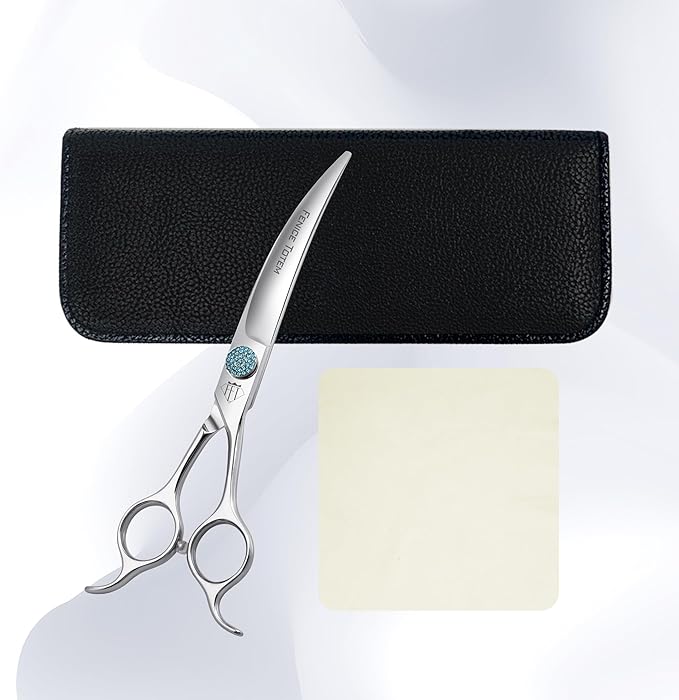 Fenice Professional Grooming Curved Shear: 30 Degree Super Curves Scissors for Dogs 7.5" Big Arc Curved Shears Made Of Japanese 440C Stainless Steel