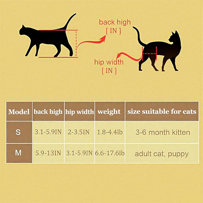 Cat Wheelchair Adjustable 2 Wheels Pet Wheelchair Lightweight Cat Support Wheels for Rehabilitation Aid for The Back Legs of Aging, Arthritic, Injured, Disabled, Weak Cats/Pets (M)